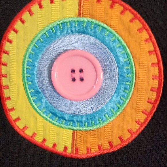 Timberlea New Grannycore Black Colorful Button Detail Cardigan Sweater Size S - Picture 5 of 7